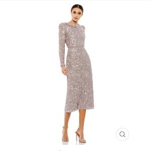 Mac Duggal EMBELLISHED HIGH NECK PUFF SLEEVE FITTED DRESS size 16 NEW $498